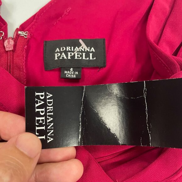 Adriana Papell Womens Textured Sheath Dress V-Neck Cap Sleeve Plum Size 4 New - Picture 8 of 9